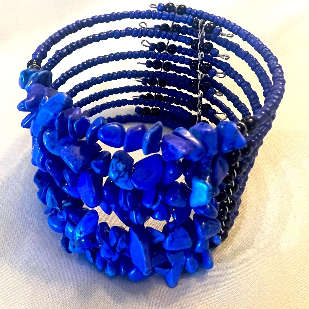 New Royal Blue crushed natural chip stone stackable bracelet